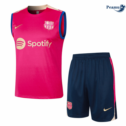 Nuovo Kit Maglia Formazione Barcellona Canotta + Pantaloncini Rosa 2024-2025
