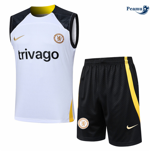 Nuove Kit Maglia Formazione Chelsea Canotta + Pantaloncini Bianco 2024-2025