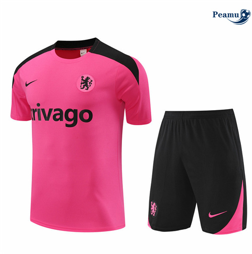 Grossista Kit Maglia Formazione Chelsea + Pantaloncini rosa 2024-2025