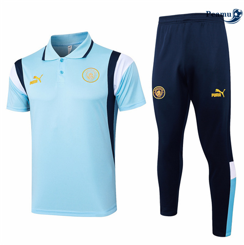 Nuovo Kit Maglia Formazione Manchester City Polo + Pantaloni azzurro 2024-2025