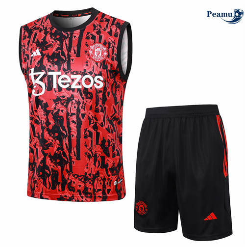 Saldi Kit Maglia Formazione Manchester United Canotta + Pantaloncini rosso 2024-2025
