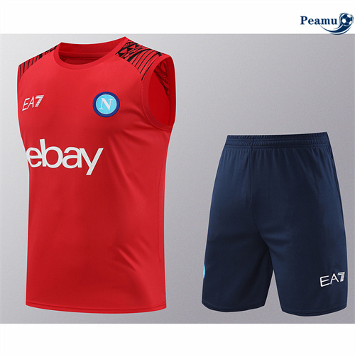 Shopping Kit Maglia Formazione Napoli Canotta + Pantaloncini rosso 2024-2025