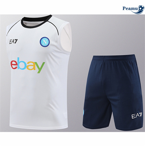 Sconto Kit Maglia Formazione Napoli Canotta + Pantaloncini Bianco 2024-2025