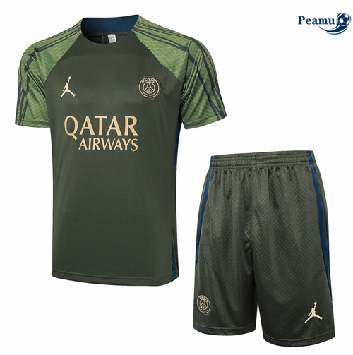 Collezione Kit Maglia Formazione Paris PSG + Pantaloncini verde scuro 2024-2025