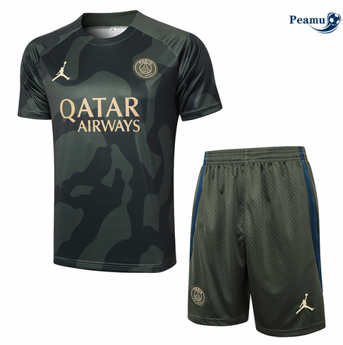 Nuovo Kit Maglia Formazione Paris PSG + Pantaloncini verde scuro 2024-2025