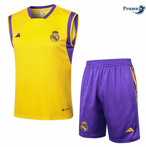 Acquista Kit Maglia Formazione Real Madrid Canotta + Pantaloncini giallo 2024-2025