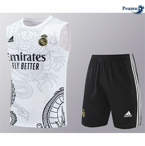 Fornire Kit Maglia Formazione Real Madrid Canotta + Pantaloncini Bianco 2024-2025