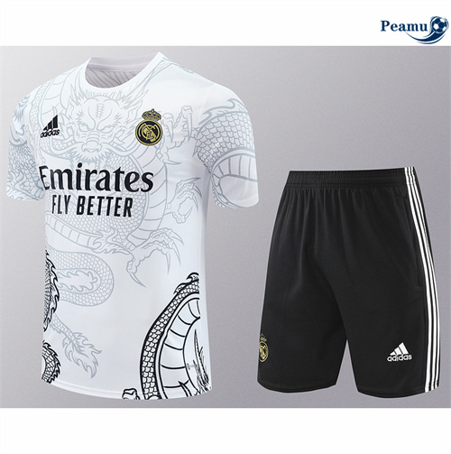 Negozio Kit Maglia Formazione Real Madrid + Pantaloncini Bianco 2024-2025