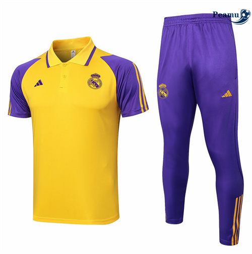 Collezione Kit Maglia Formazione Real Madrid Polo + Pantaloni giallo 2024-2025