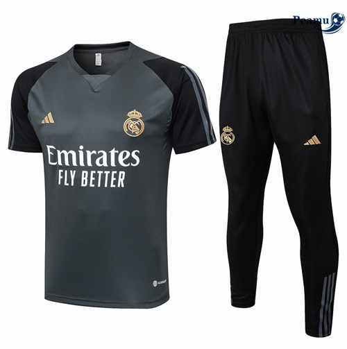 Nuovo Kit Maglia Formazione Real Madrid Polo + Pantaloni grigio 2024-2025