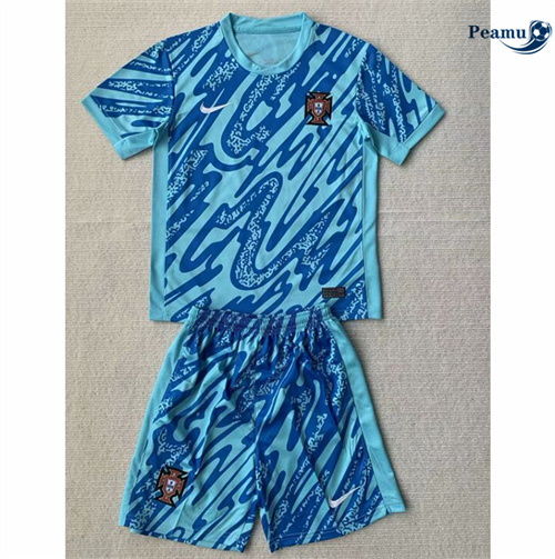 Creare Maglia Calcio Portogallo Bambino Portiere blu 2024-2025