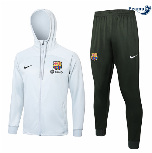 Grossista Tuta Calcio - Felpa con cappuccio Barcellona grigio chiaro 2024-2025