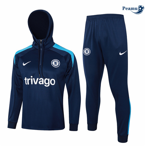 Grossista Tuta Calcio - Felpa con cappuccio Chelsea Blu Reale 2024-2025