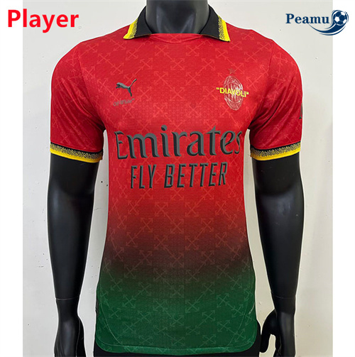 Vendita Maglia Calcio Player AC Milan Player co-branded Rosso 2024-2025