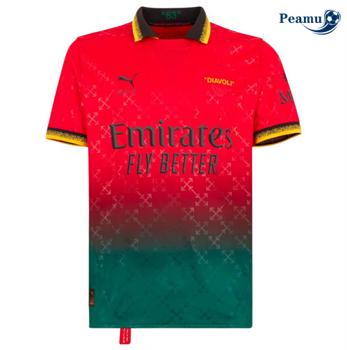 Offrire Maglia Calcio AC Milan Quattro Bianco/Nero 2024-2025