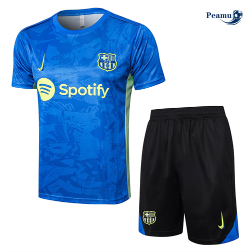 Vendita Kit Maglia Formazione Barcellona + Pantaloncini Blu 2024-2025