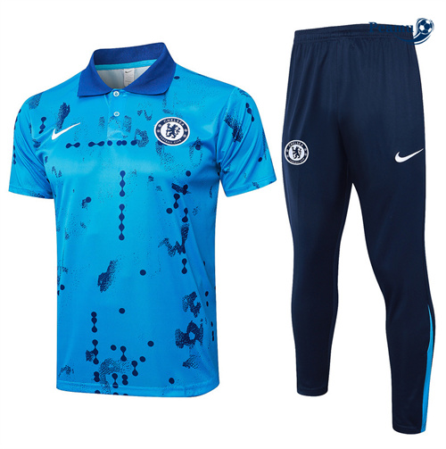 Collezione Kit Maglia Formazione Chelsea Polo + Pantaloncini Blu 2024-2025