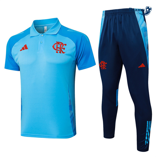 Collezione Kit Maglia Formazione Flamengo Polo + Pantaloncini Blu 2024-2025