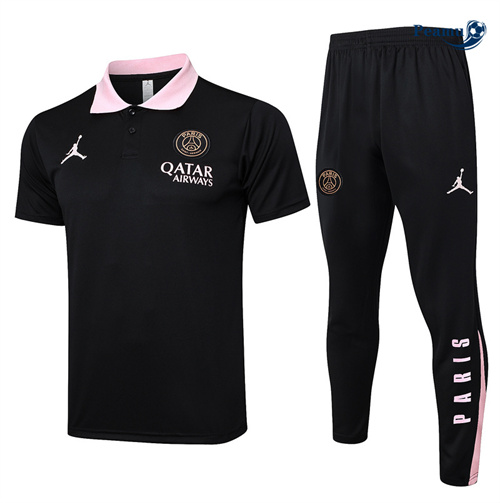 Negozio Kit Maglia Formazione Paris Saint Germain Polo + Pantaloncini Nero 2024-2025