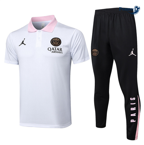 Grossista Kit Maglia Formazione Paris Saint Germain Polo + Pantaloncini Bianco 2024-2025