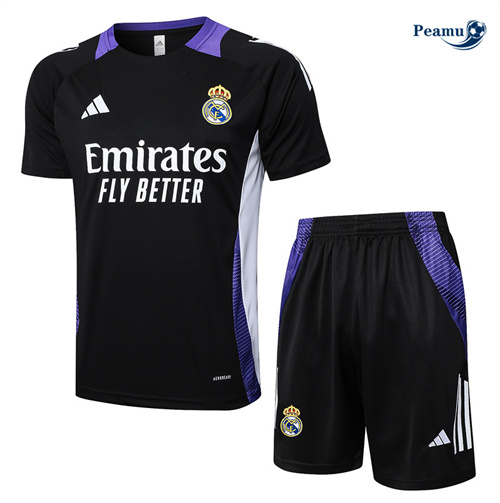 Acquista Kit Maglia Formazione Real Madrid + Pantaloncini Nero 2024-2025