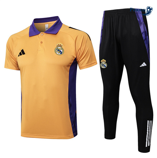 Fornire Kit Maglia Formazione Real Madrid Polo + Pantaloncini Giallo 2024-2025