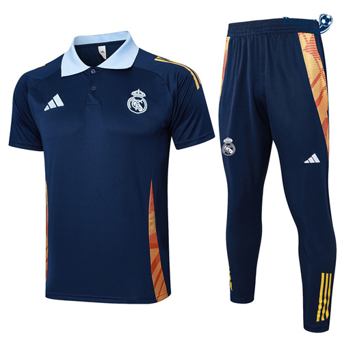 La moda Kit Maglia Formazione Real Madrid Polo + Pantaloncini blu reale 2024-2025