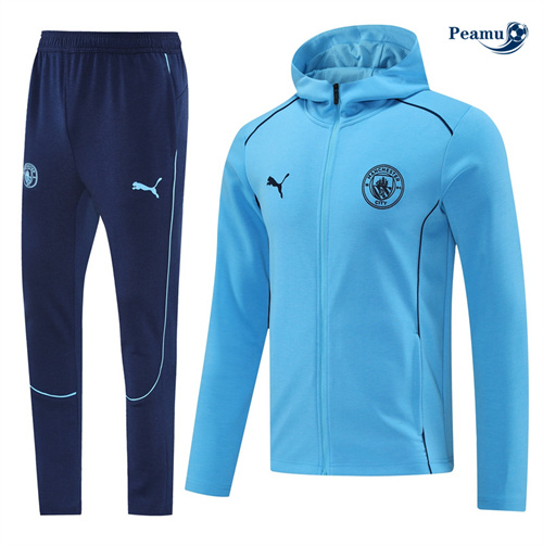 Negozio Tuta Calcio - con cappuccio Francia Manchester City Blu cielo 2024-2025