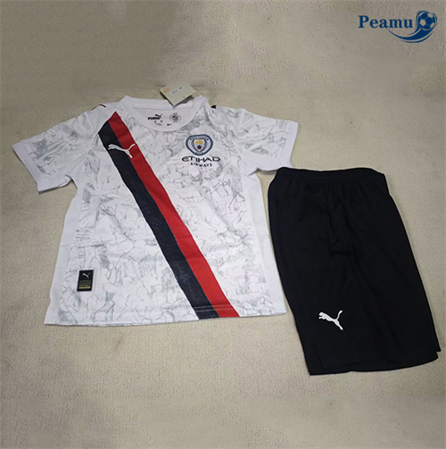 Maglia Calcio Manchester City Bambino Bianco 2025-2026