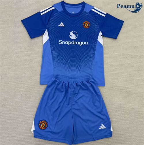 Maglia Calcio Manchester United Bambino Portiere Blu 2025-2026