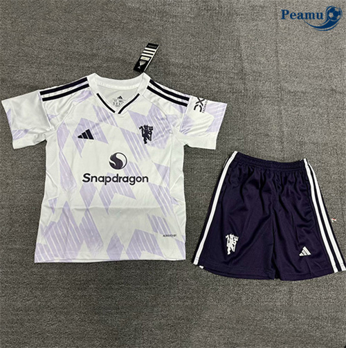 Maglia Calcio Manchester United Bambino Bianco 2025-2026