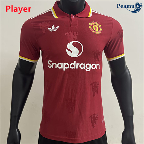 Maglia Calcio Player Manchester United lapel Rosso 2025-2026