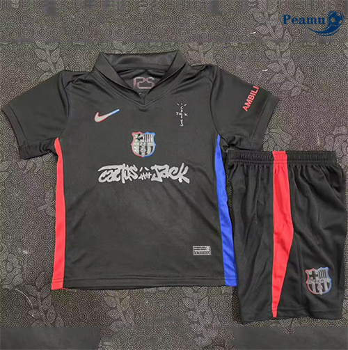 Maglia Calcio Barcelona Bambino Seconda nero 2025-2026