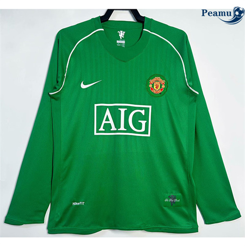 Maglia Calcio Classico Maglie Manchester United Portiere Verde Manica lunga 2007-08