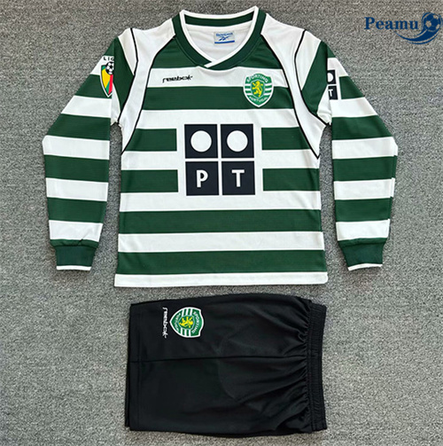 Maglia Calcio Classico Maglie Sporting CP Bambino Prima Manica lunga 2001-03
