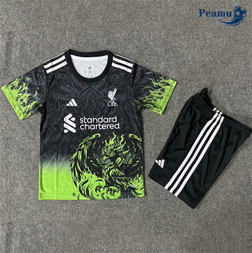 Maglia Calcio Liverpool Bambino nero/Vert 2025-2026