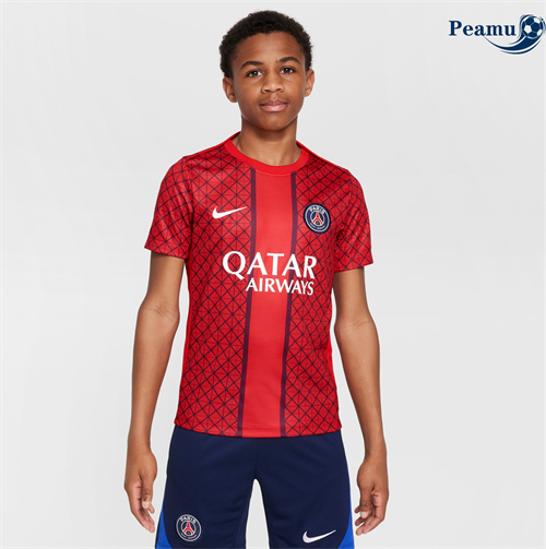 Maglia Calcio PSG Bambino Pre-match Rosso 2025-2026