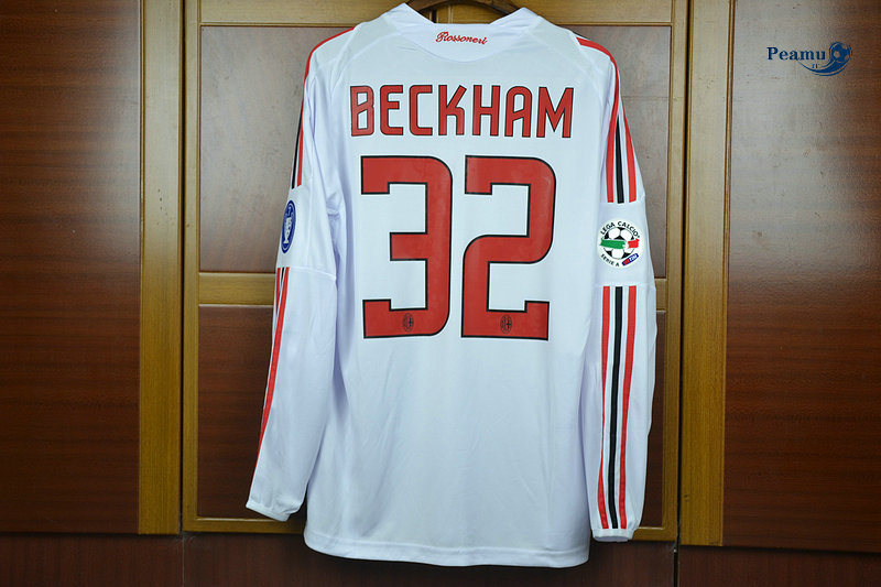 Classico Maglie AC Milan Manica lunga Seconda Bianco (32 Beckham) 2008-09