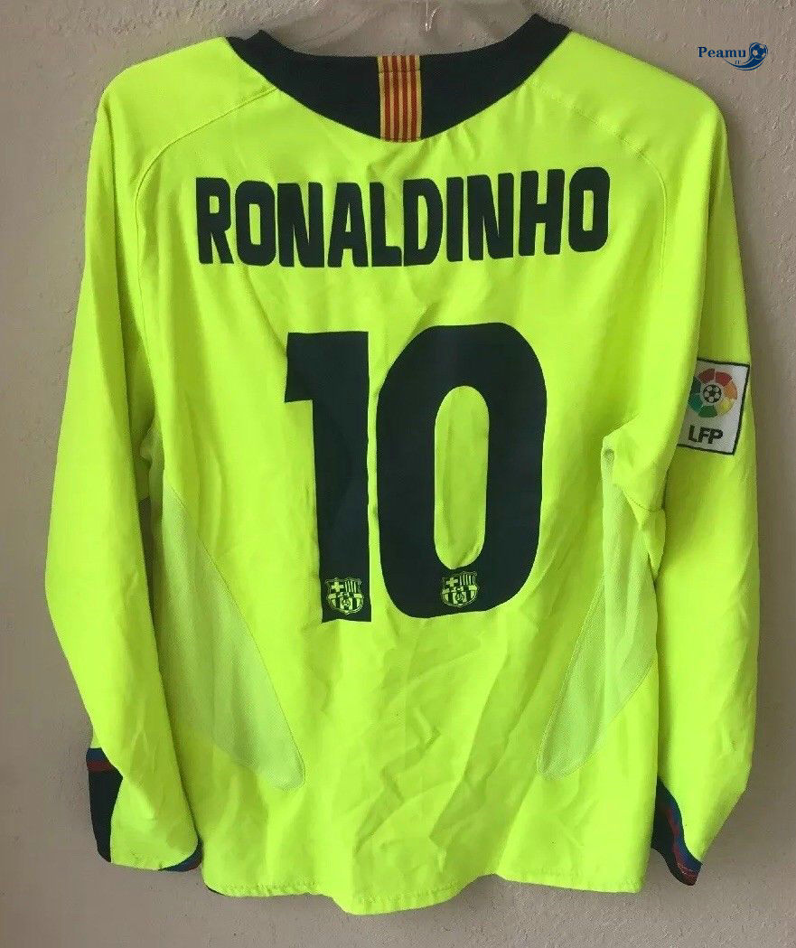 Classico Maglie Barcellona Seconda Manica lunga Verde (10 Ronaldinho) 2005-06