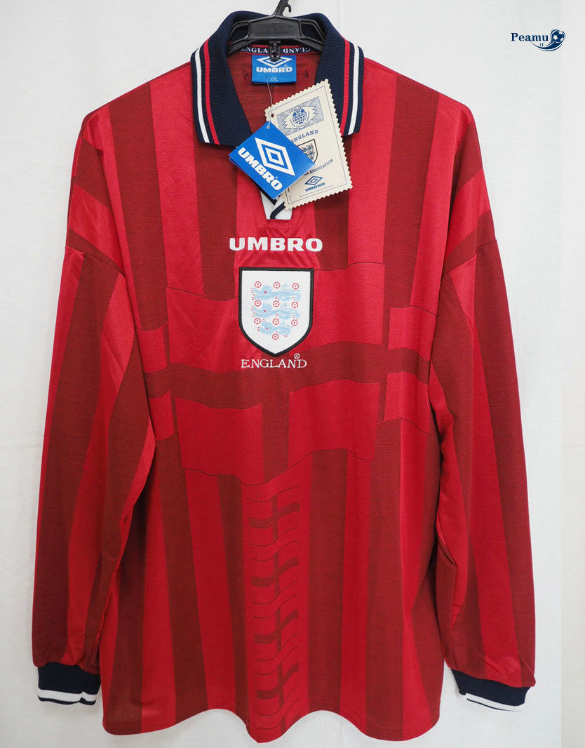 Classico Maglie Inghilterra Manica lunga Seconda Rosso Coppa Del Mondo 1998