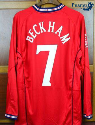 Classico Maglie Inghilterra Manica lunga Seconda (7 Beckham) 2002-03 Coppa Del Mondo