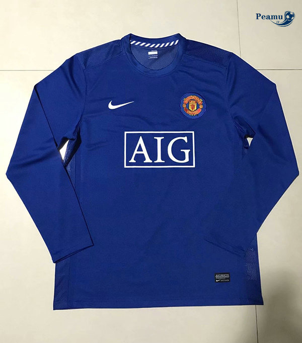 Classico Maglie Manchester United Manica lunga Seconda Azzurro 2007-08