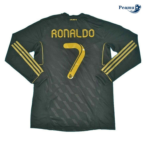 Classico Maglie Real Madrid Seconda Manica lunga Nero 7 Ronaldo 2011-12