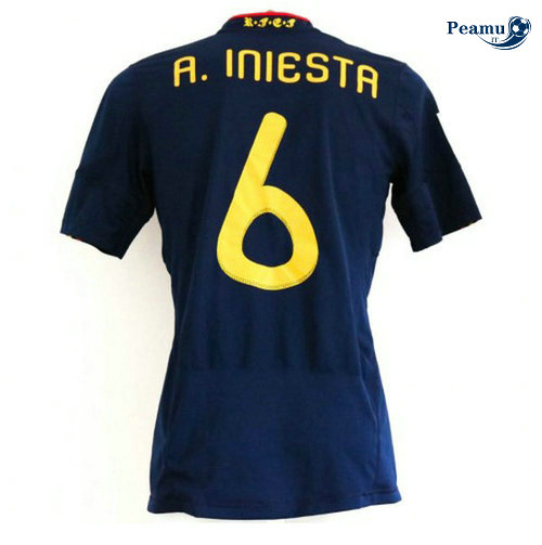 Classico Maglie Spagna Seconda (6 Iniesta) Coppa Del Mondo 2010