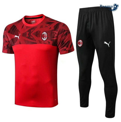 Kit Maglia Formazione AC Milan + Pantaloni Rosso/Nero 2019-2020 M006