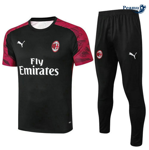 Kit Maglia Formazione AC Milan + Pantaloni Rosso Foncé/Nero 2019-2020