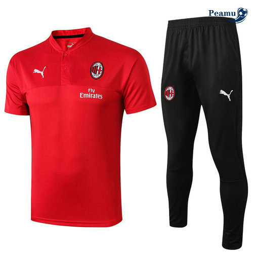 Kit Maglia Formazione AC Milan + Pantaloni Rosso/Nero 2019-2020