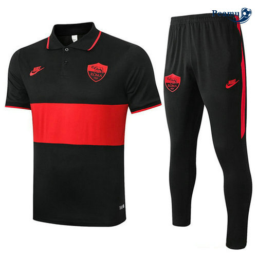 Kit Maglia Formazione As Roma polo + Pantaloni Nero/Rosso 2019-2020