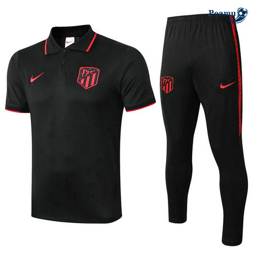 Kit Maglia Formazione POLO Atletico Madrid + Pantaloni Nero/Rosso 2019-2020