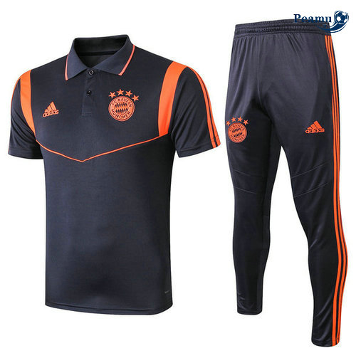Kit Maglia Formazione POLO Bayern Monaco + Pantaloni Blu navy/Arancione Giallo 2019-2020